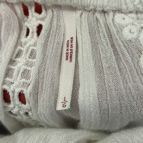 Free People Women's L Long Sleeves Embroidery White Lace Kiss Kiss Tunic Boho - Picture 5 of 16